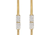 Simply Gold 10K Yellow Gold 2x42mm Hoop with Swarovski Crystal Elements Earrings 2