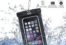 Waterproof Case YOSH® Universal Dry Bag for Apple iPhone 6s, 6 Plus, Samsung Galaxy S6 Edge. Best Water Proof, Dust Dirt Proof, Snowproof Pouch for Cell Phone up to 6 inches- Lifetime Warranty(Black)