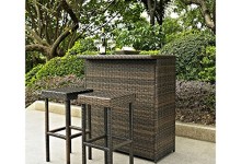 Crosley Furniture Brown Palm Harbor 3-pc. Outdoor Wicker Bar Set
