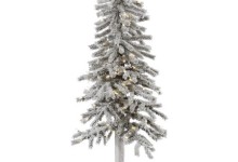 Vickerman Pre-Lit 4′ Flocked Alpine Artificial Christmas Tree, LED, Warm White Lights