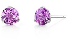 Oravo 2.25 Carat T.G.W. Round-Cut Created Pink Sapphire 14kt White Gold Stud Earrings